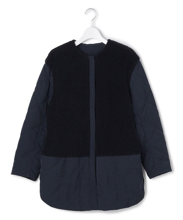 ICB L 【リバーシブル着用可能】 リバーシブルキルト ミドル丈コート ネイビー系