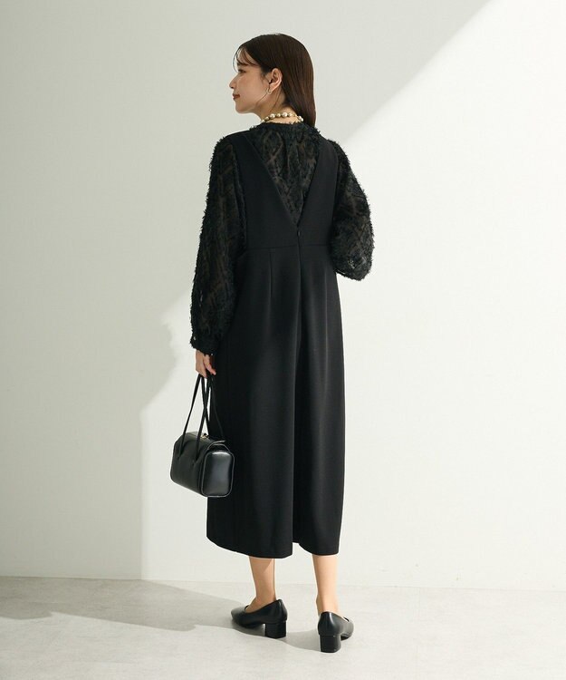 Green Parks Ｏ．洗えてストレッチ　Ｖネックジャンスカ Black