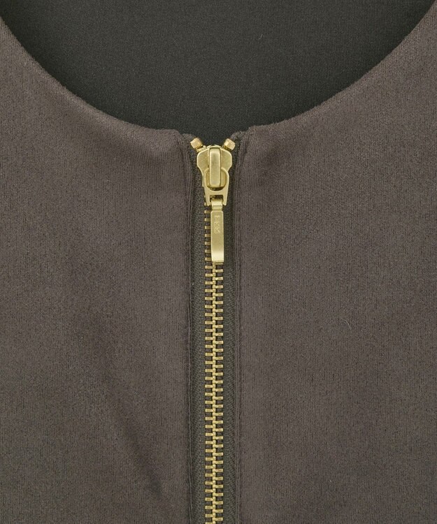 YECCA VECCA サイドプリーツノーカラーブルゾン Brown