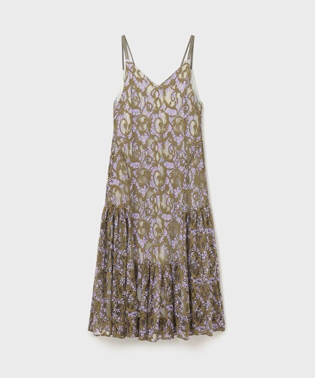 GRACE CONTINENTAL レースキャミロングワンピース カーキ