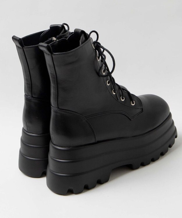 WEGO ボリュームレースアップショートブーツ ブラック