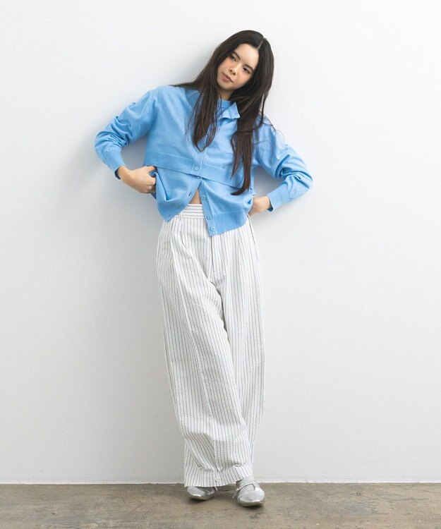 CRAFT STANDARD BOUTIQUE ベルトデザインワイドパンツ Stripe White