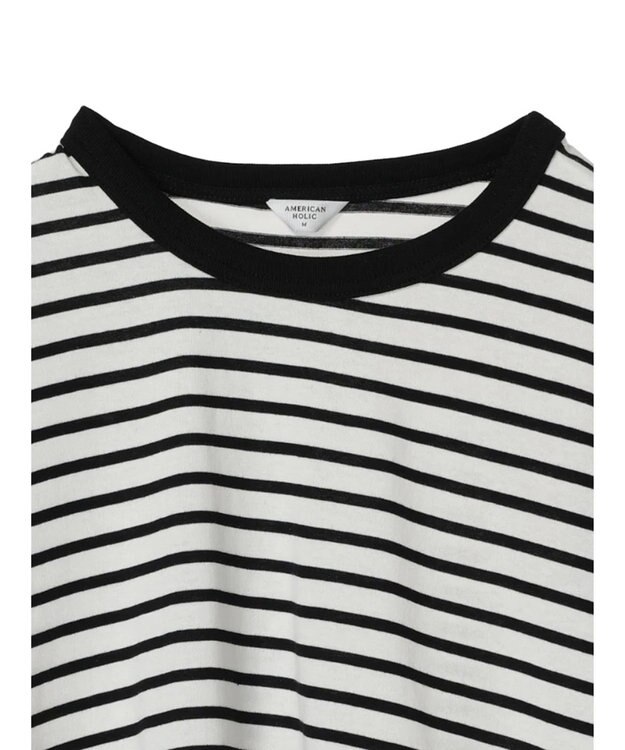 AMERICAN HOLIC バイカラーボーダーカットプルオーバー Border Black