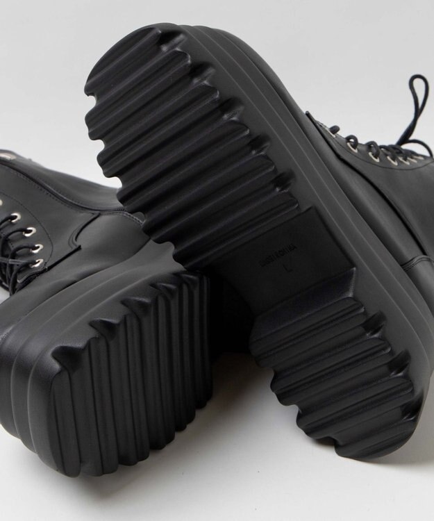 WEGO ボリュームレースアップショートブーツ ブラック