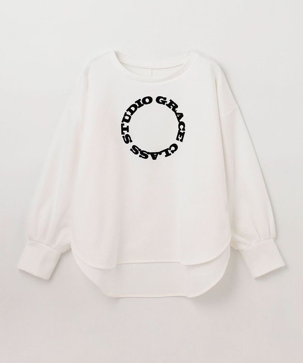 GRACE CONTINENTAL フロッキーロゴプリントトップ ホワイト