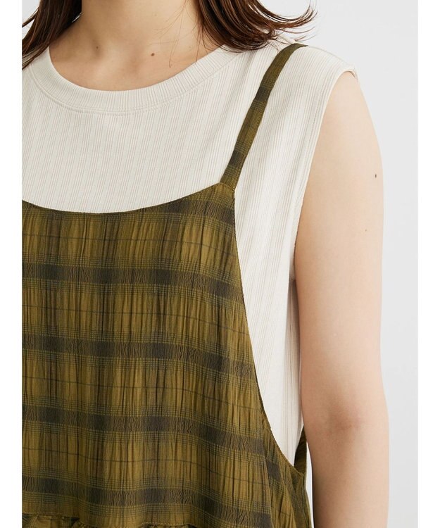 Green Parks ・Ｐｅｔｉｔ　Ｆｌｅｕｒ　フリルティアードキャミワンピ Olive