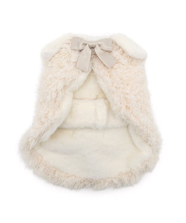 PET PARADISE cherircouture ドットリボン ポンチョ 《ホワイト》 小型犬 ピンクベージュ