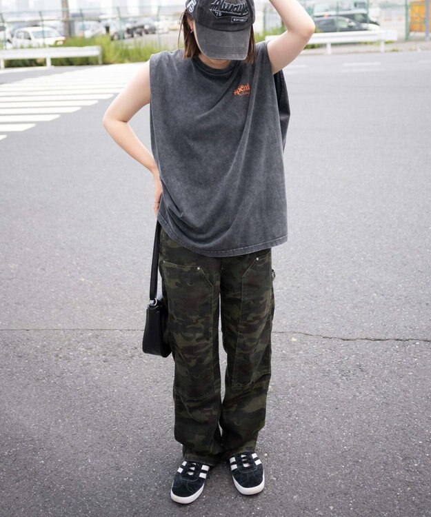 WEGO ヴィンテージウォッシュタックノースリーブT 柄1