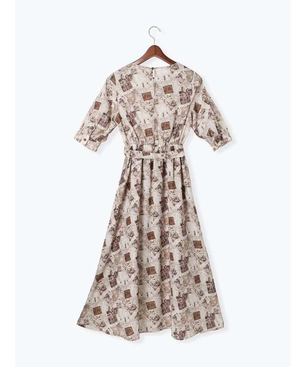 Te chichi マップパターンプリントワンピース ベージュ