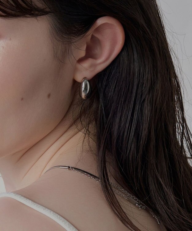 金属アレルギー対応】プランプフープイヤリング シルバー