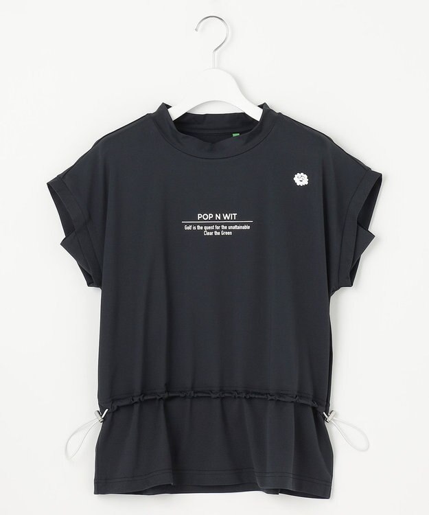 PW CIRCULUS 【UVカット / 吸水速乾 / 伸縮性抜群】【WOMEN】ウエスト切り替えモック T ブラック系