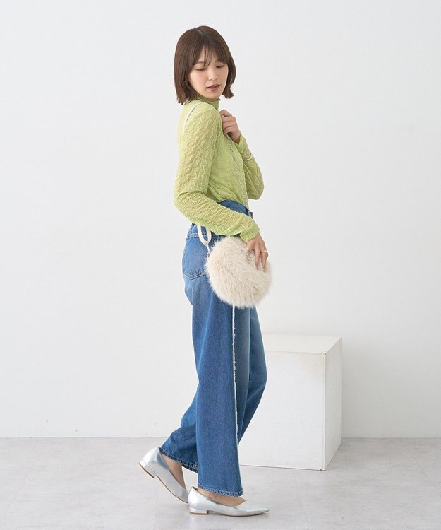 earth music&ecology ファーラウンドバッグ Ivory