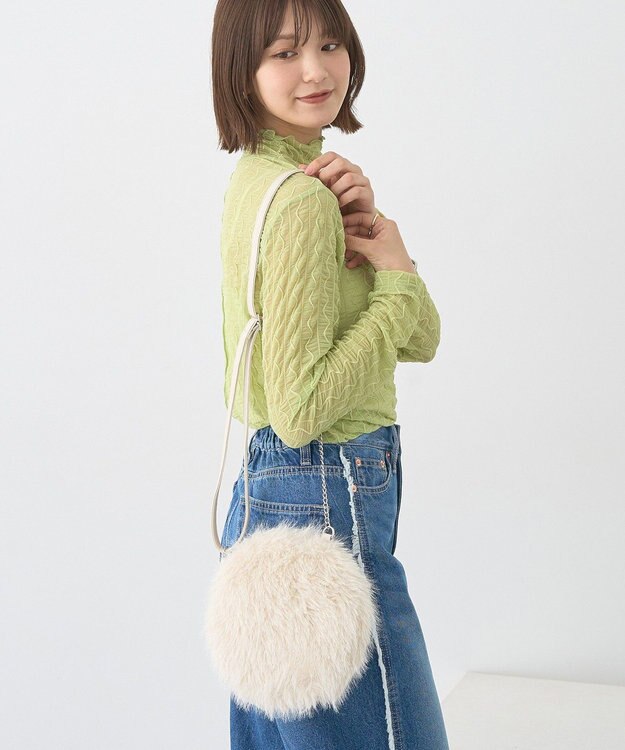 earth music&ecology ファーラウンドバッグ Ivory