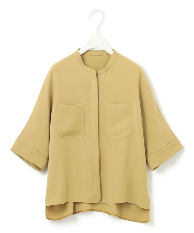 ICB L 【洗える】ライトダブルクロス クロップドシャツ クレイベージュ系