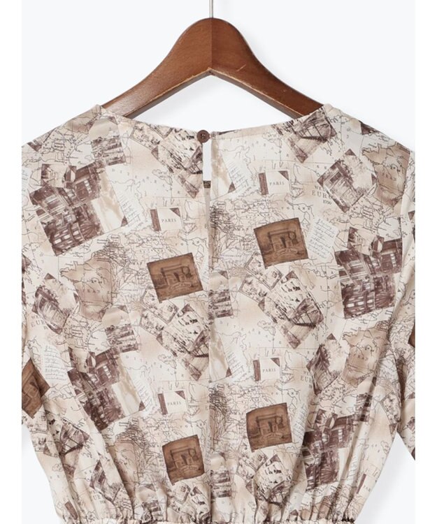 Te chichi マップパターンプリントワンピース ベージュ