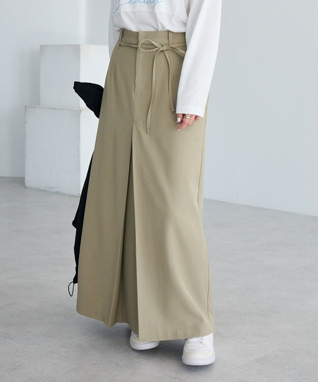 CRAFT STANDARD BOUTIQUE フロントタックロングスカート Light Khaki