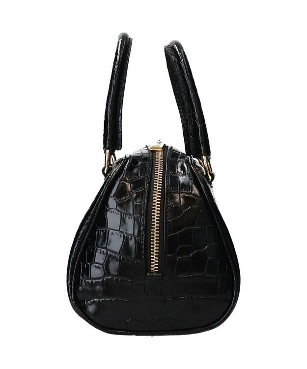 INTER-CHAUSSURES 【CHRISTIAN VILLA】クロコ型押しミニハンドバッグ ブラック型押