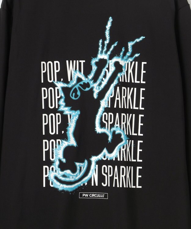 PW CIRCULUS 【吸水速乾 /  UV遮蔽率99.9% UVカット / ストレッチ】【MEN】アニマルグラフィックロングスリーブモックT  ゴルフ ブラック系