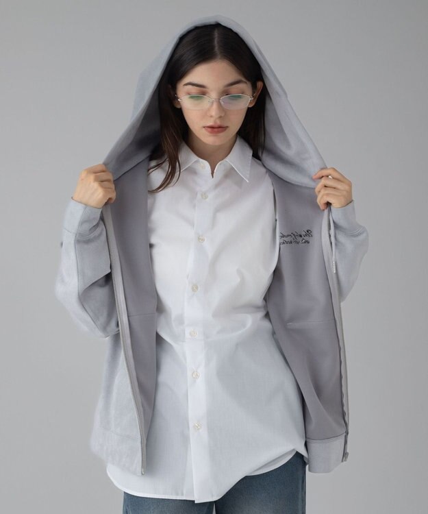 WEGO 【ユニセックス着用ITEM/MLサイズ展開】フェイクスウェードZIPパーカー ライトグレー