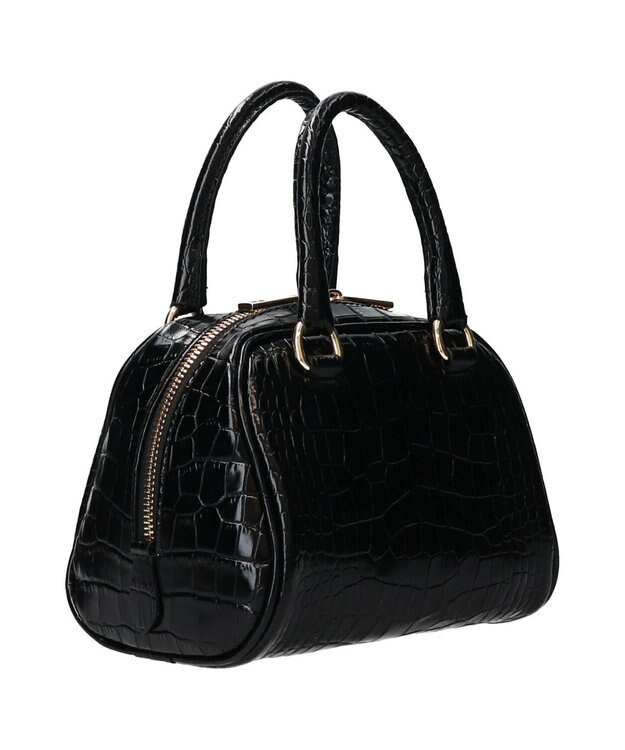 INTER-CHAUSSURES 【CHRISTIAN VILLA】クロコ型押しミニハンドバッグ ブラック型押