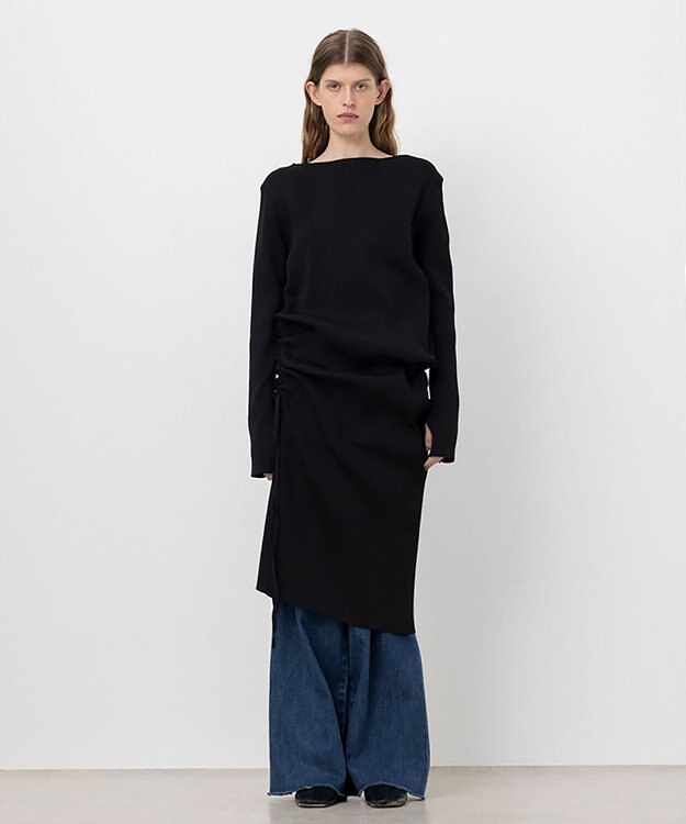 NAVE 【ReNAVE・洗える】スポンディッシュワイドリブワンピース ブラック系