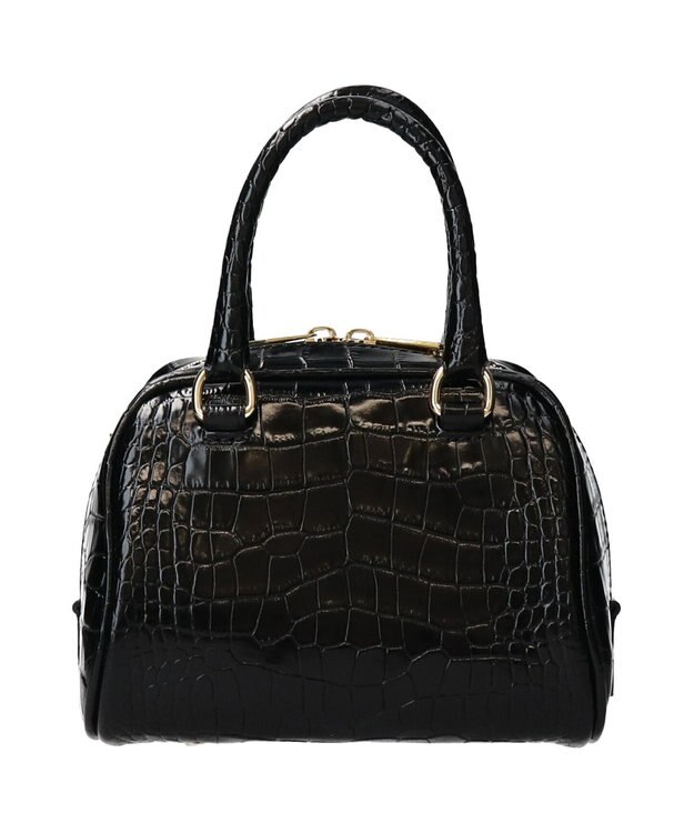 INTER-CHAUSSURES 【CHRISTIAN VILLA】クロコ型押しミニハンドバッグ ブラック型押