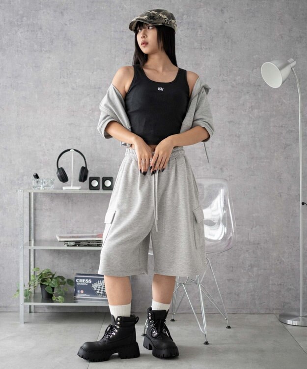 WEGO 【カップ付きインナー】グラフィックカップ付きリブタンク 柄6