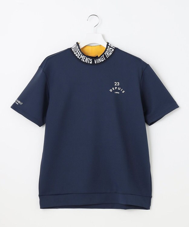 23区GOLF 【MEN】【吸水速乾・UVケア】衿ロゴ モックネックシャツ ネイビー系