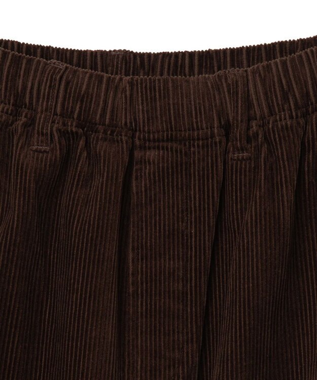 WEGO 【ウエストゴム/ユニセックス着用ITEM】コーデュロイイージーストレートパンツ ダークブラウン