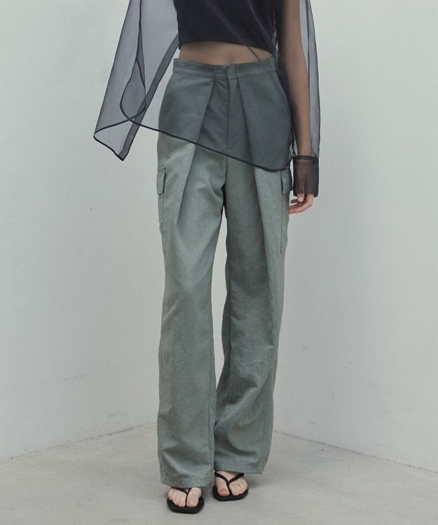 BEIGE， 【洗える】ACANTHUS / カーヴィーシルエットカーゴパンツ Light Khaki