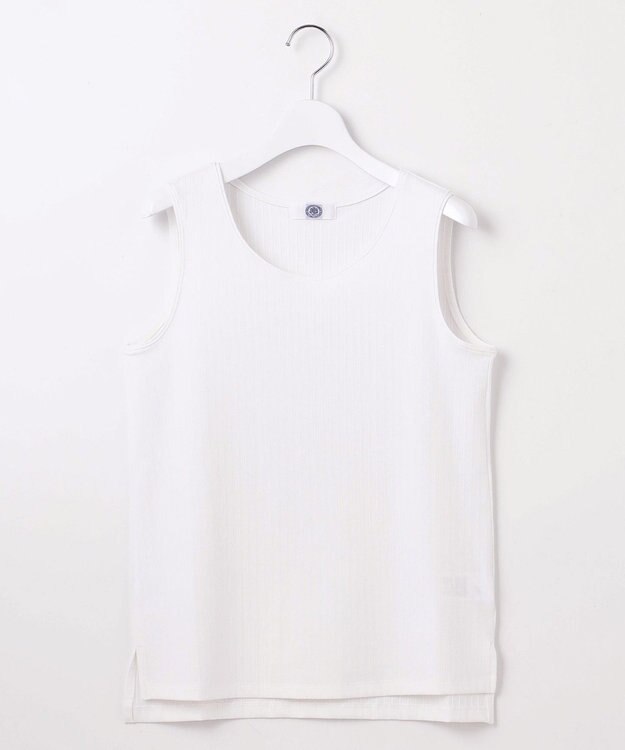 J.PRESS LADIES L ワイドリブジャージー ノースリーブ カットソー ホワイト系