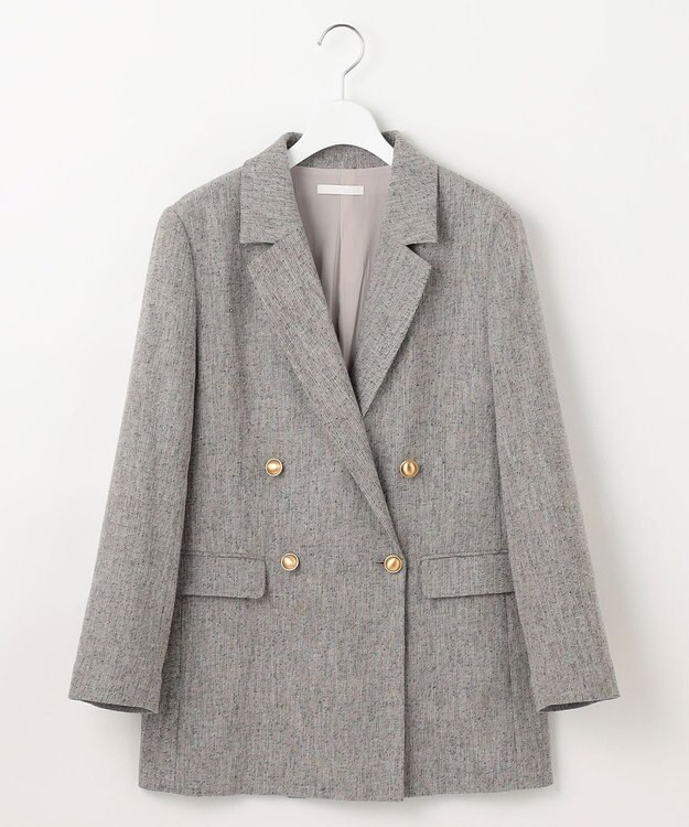 自由区 S 【SHIHOさん着用】シルクネップツイード ジャケット グレー