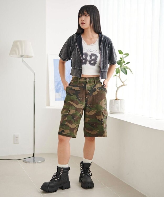 WEGO 半袖ショートパーカー スミクロ