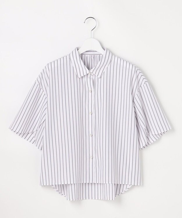 ANY SIS S ペタルスリーブ シャツ オフストライプ