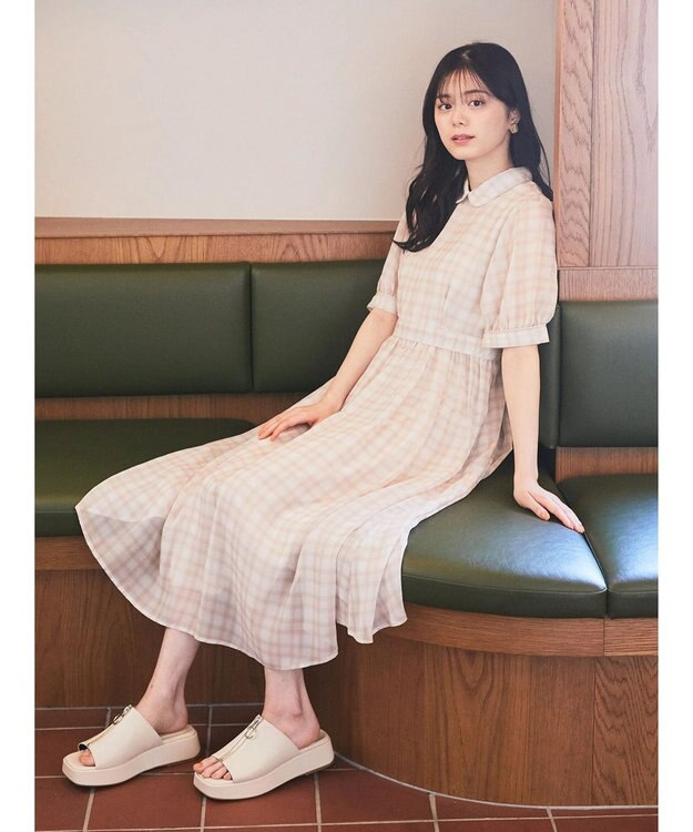 earth music&ecology クラシカルチェックワンピース Beige
