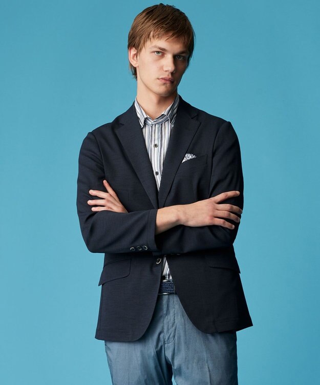 JOSEPH ABBOUD 【キングサイズ・洗える/速乾/防しわ/軽量/ストレッチ/JAPANファブリック】コンフォータブルレース ジャケット ネイビー系