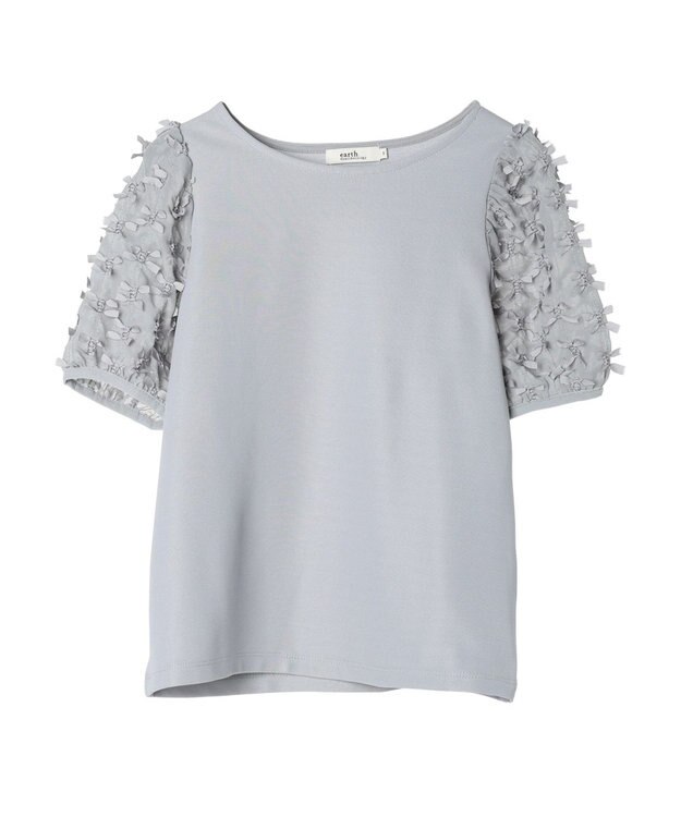 earth music&ecology リボンスリーブプルオーバー Grayish Blue