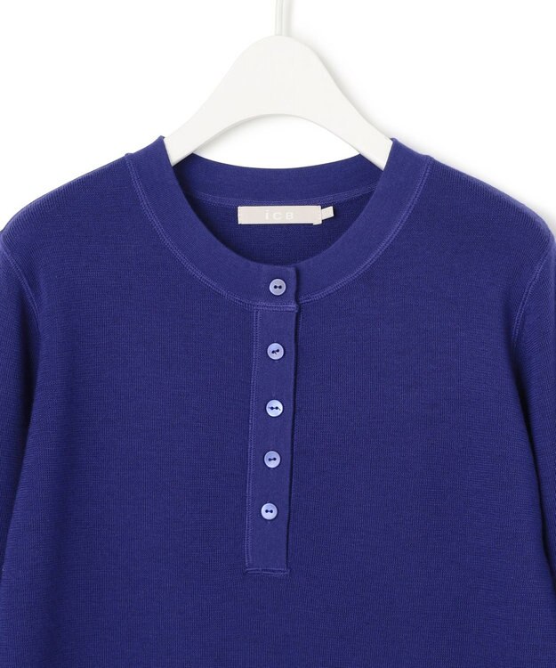 ICB 【洗える】 エクストラファインメリノ ヘンリーネックプルオーバー ロイヤルブルー系