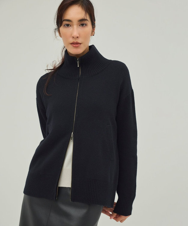 ICB L 【新色追加】ソフトカシミヤミックス ニットトラックジャケット ブラック