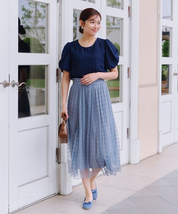 Tiaclasse 【安田美沙子さん着用/小倉優子さん着用・洗える/撥水】プチリボンニットフラットパンプス ブルー