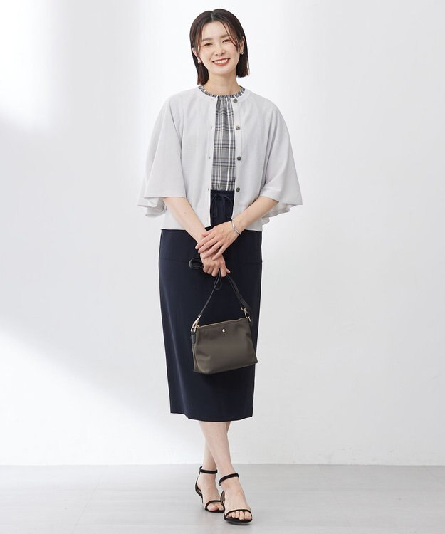J.PRESS LADIES L 【WEB限定カラーあり・洗える・接触冷感・吸水速乾】Lightジョーゼット ナロー スカート ダークネイビー系