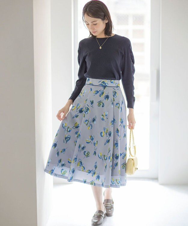 組曲 チューリッププリント フレアスカート ロイヤルブルー系5