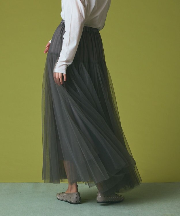 GRACE CONTINENTAL チュールボリュームスカート グレー