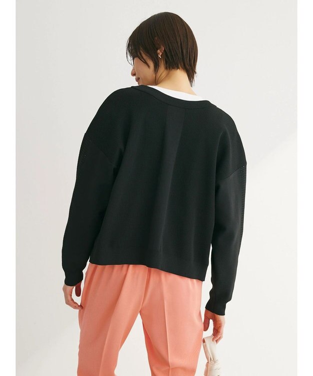 Green Parks ・ｆｕｒｒｙ　ｒａｔｅ　２ｗａｙかる~いニットカーデ Black