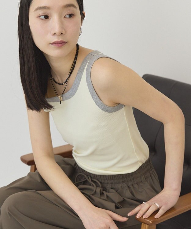 AMERICAN HOLIC バイカラーテレコタンクトップ Light Yellow