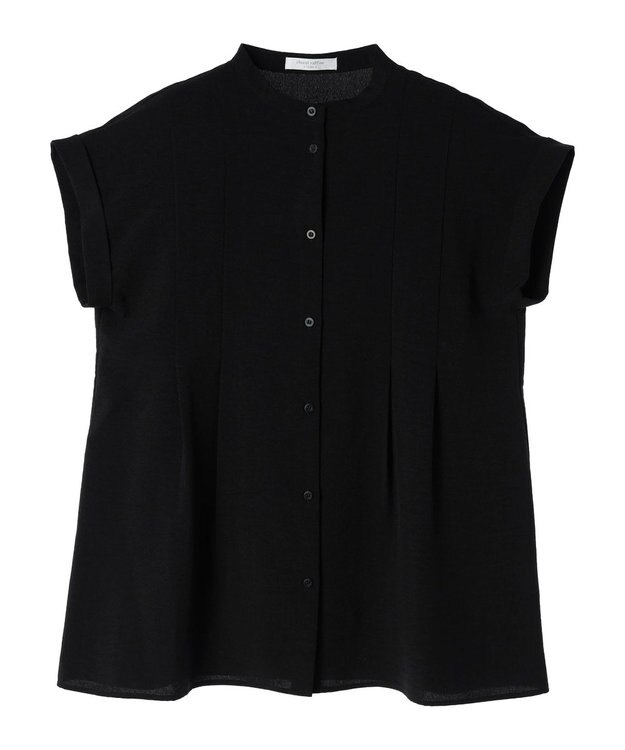 Green Parks フレンチスリーブタックブラウス Black