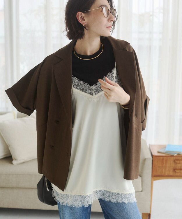 WEGO 【ANGIE VINTAGE】ハーフスリーブジャケット ブラウン