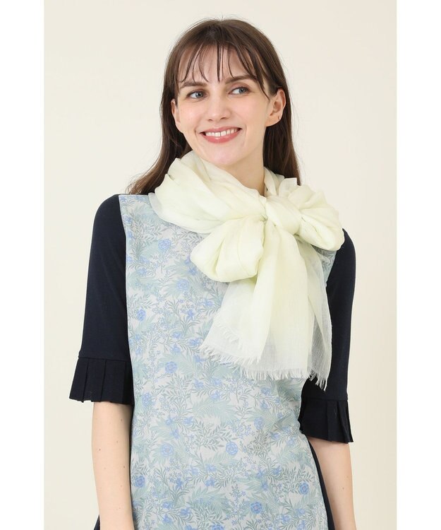 DAKS 後染めカシミヤシルクストール ライトイエロー