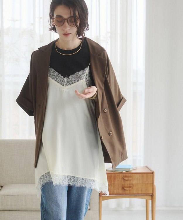 WEGO 【ANGIE VINTAGE】ハーフスリーブジャケット ブラウン