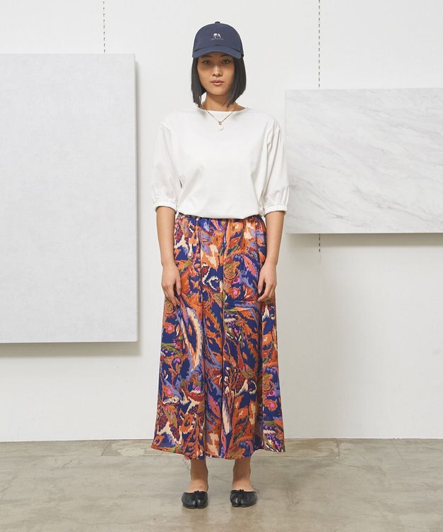 J.PRESS YORK STREET 【WOMEN】プリントフレア スカート ネイビー系5